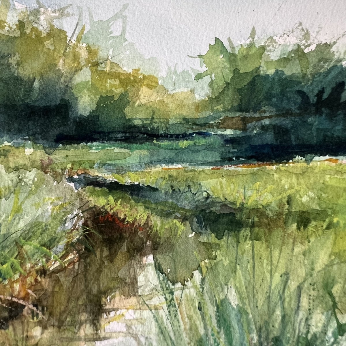 Impressionistic Landscape Watercolour By Jimmy Leslie, 10 X 14, Along The Henry Hudson Trail, Original Artwork