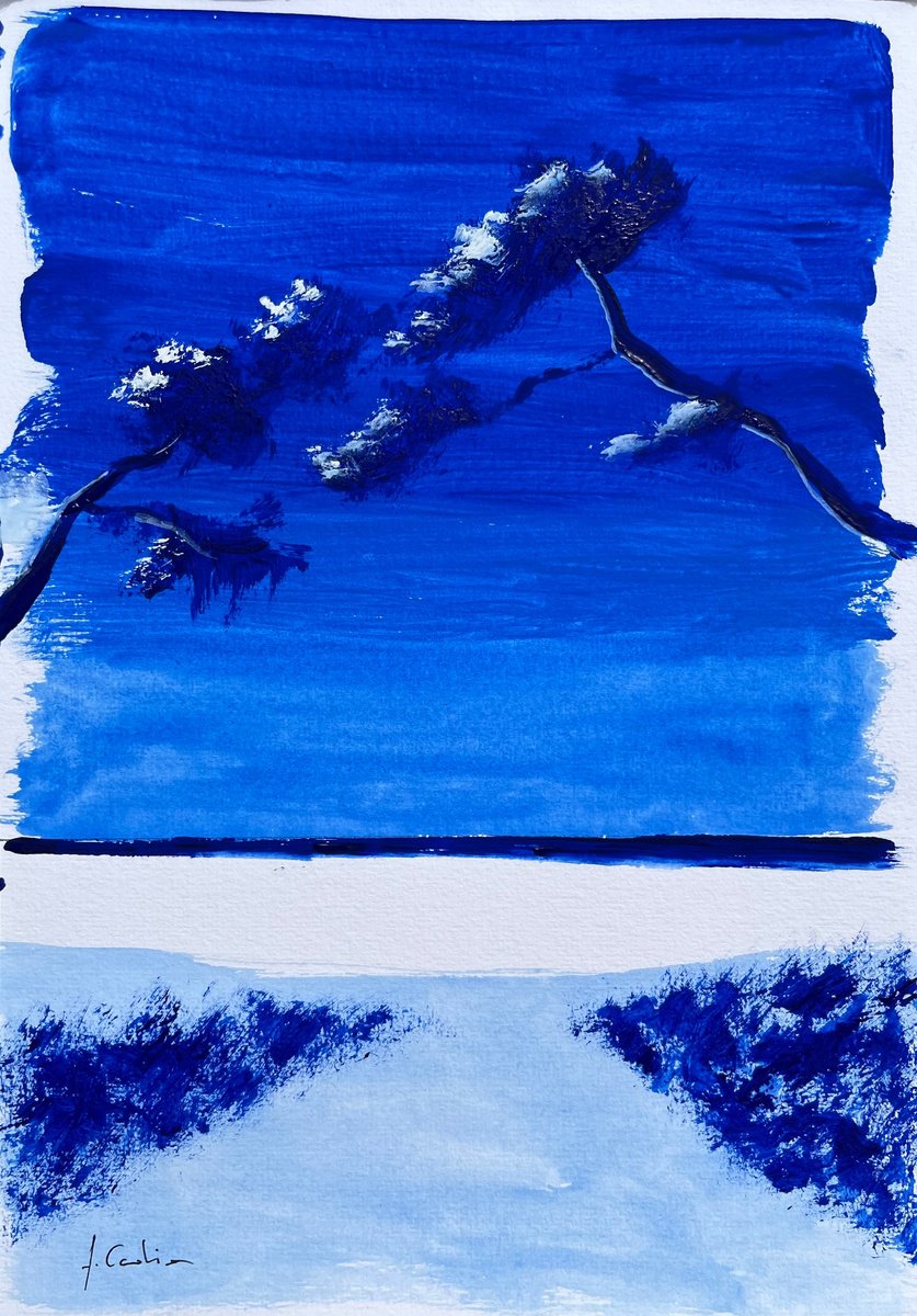 Painting , Ultramarine Beach By Cadiou Frederic, 9 X 13, Artwork For Sale On Artfinder