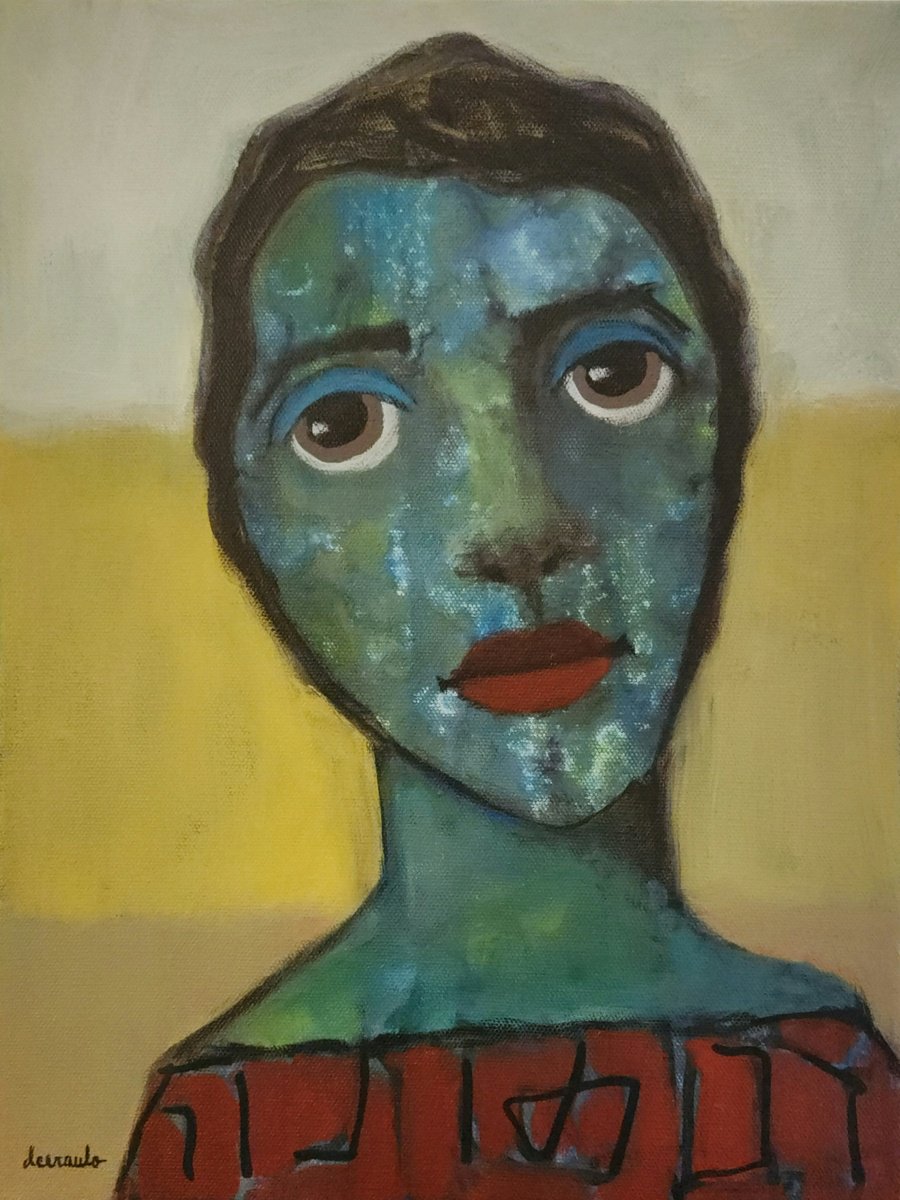 Abstract Portrait Acrylic Painting By Donna Ceraulo, 12 X 16, Etta, Original Artwork