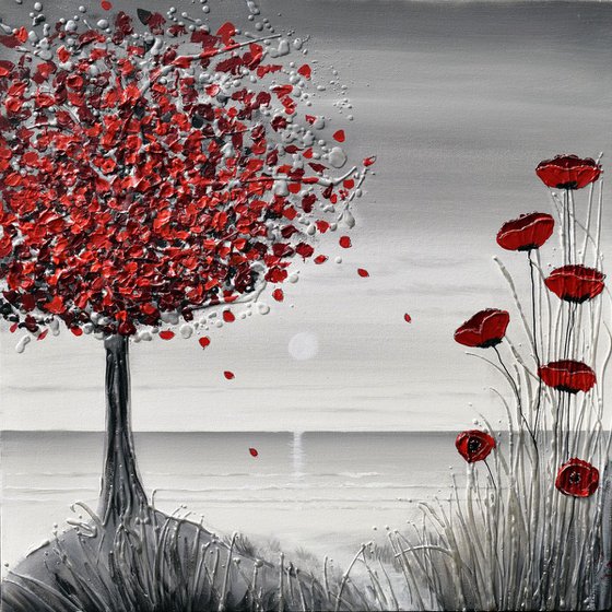 Red Tree and Poppies