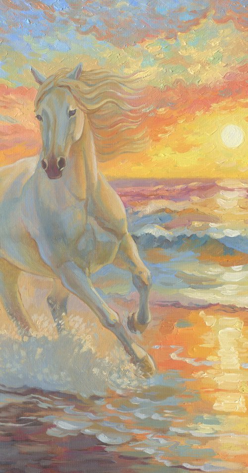Horse at sunset by Julia Logunova