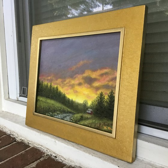 RURAL SUNDOWN - oil 8X10