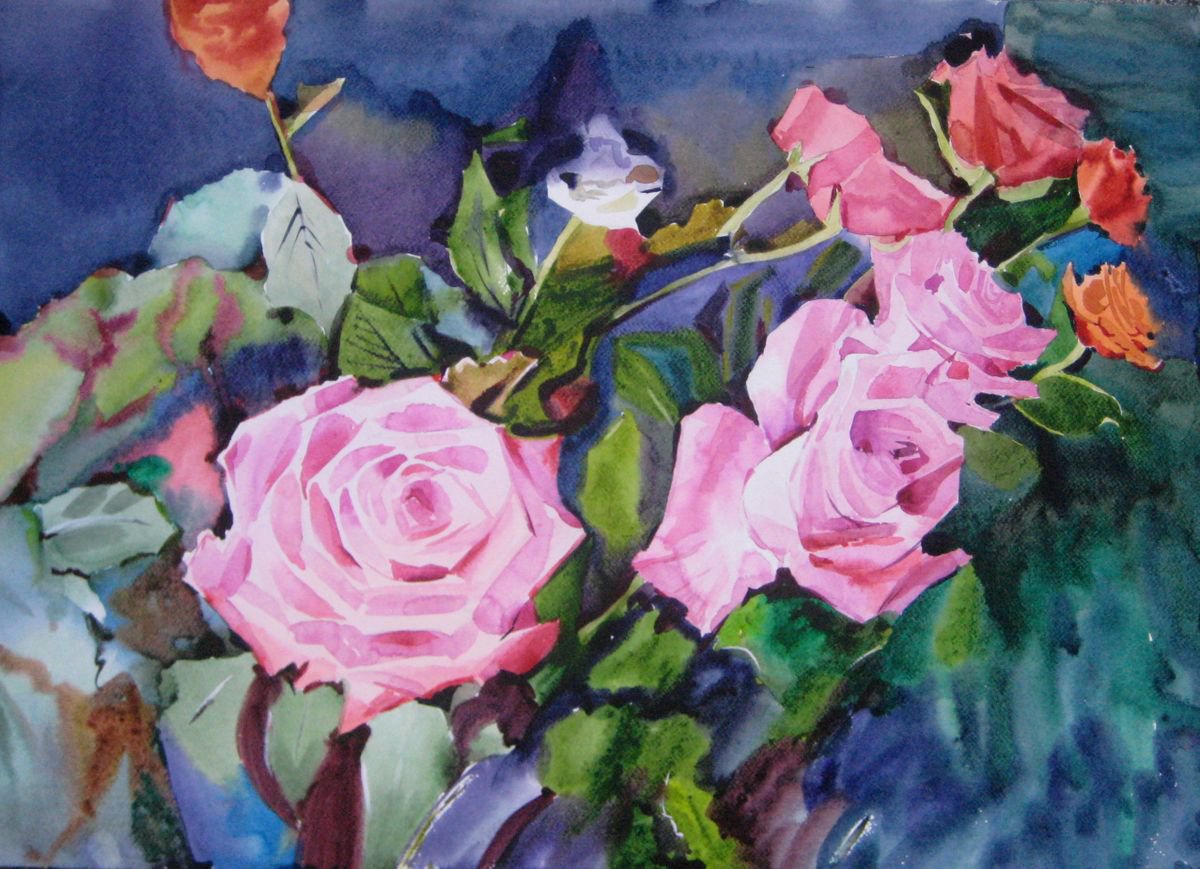 pink roses by Valentina Kachina