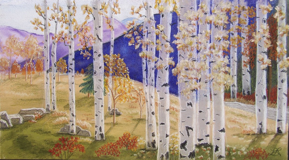 Birch Trees in Autumn by Linda Burnett