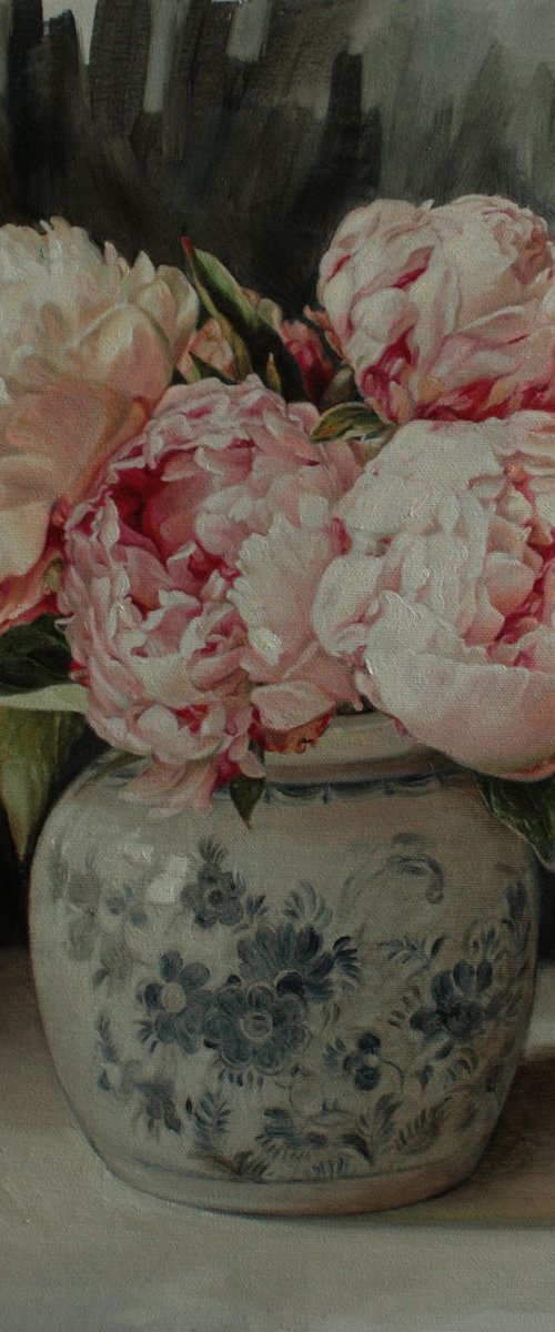 Bouquet of peonies in a Chinese vase by Julia Diven