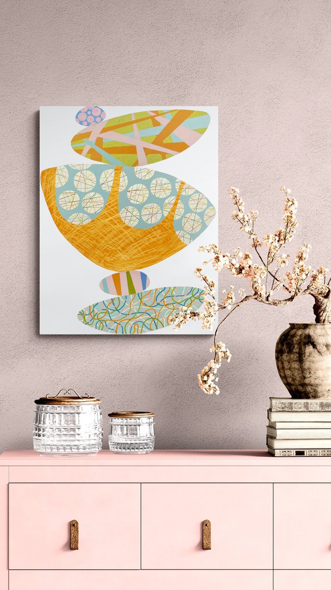 Geometric Abstract Acrylic Painting By Cristina Dalla Valentina, 16 X 20, Equilibrium 6, Original Artwork