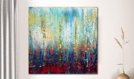 50x50 cm | 19,5x19,5″ Abstract Landscape Painting Original oil painting Canvas art