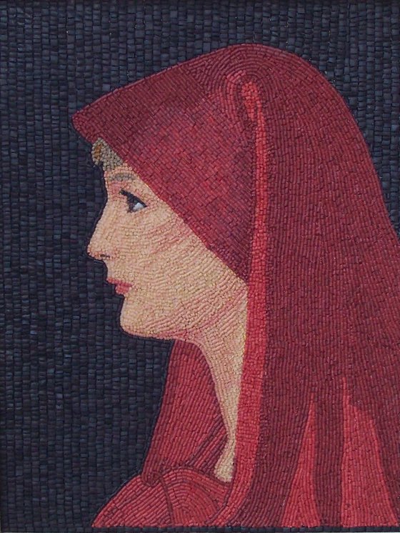 Saint Fabiola - micro mosaic portrait art