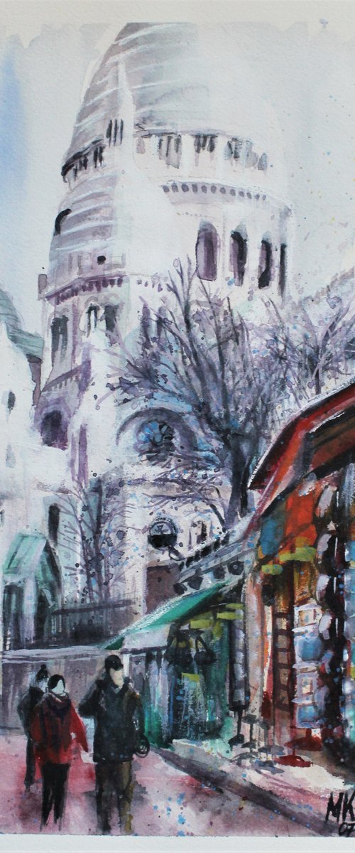 Montmartre Basilica and Market by Monika Jones