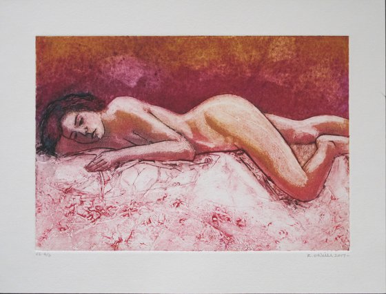 Reclining female nude 6 colour variations
