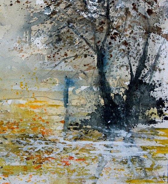 A meadow in mist watercolor