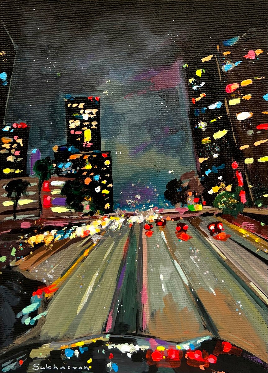 Los Angeles Cityscape at Night N10. Downtown by Victoria Sukhasyan