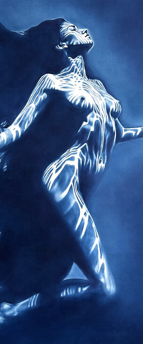 Carrying the Light – Deep Blue Water Nude by Julia Shilo