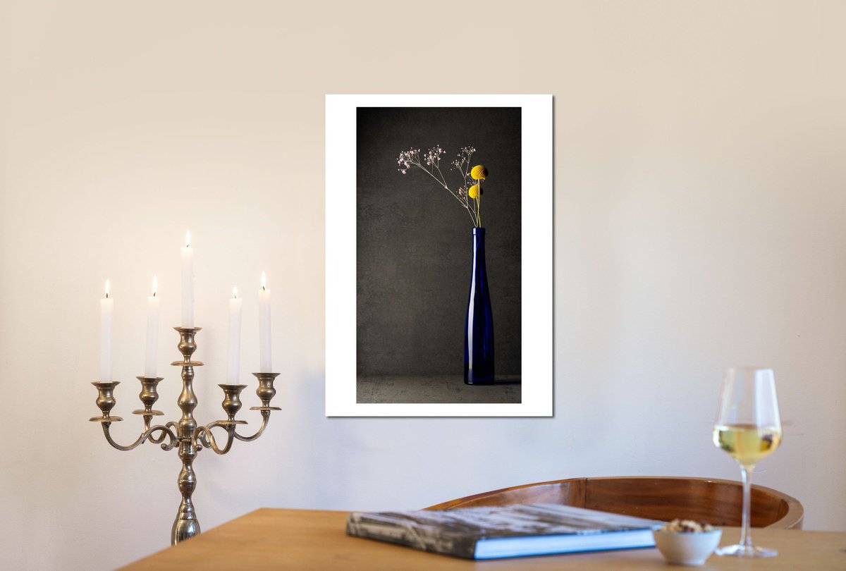 Impressionistic Still Life Photograph By Robbert Frank Hagens, 17 X 23", Blue Bottle, Original Artwork