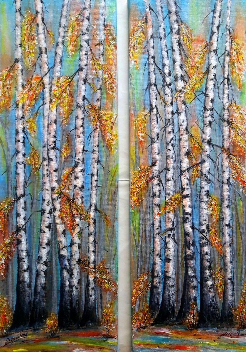 Birches - doubled. by Emilia Urbanikova