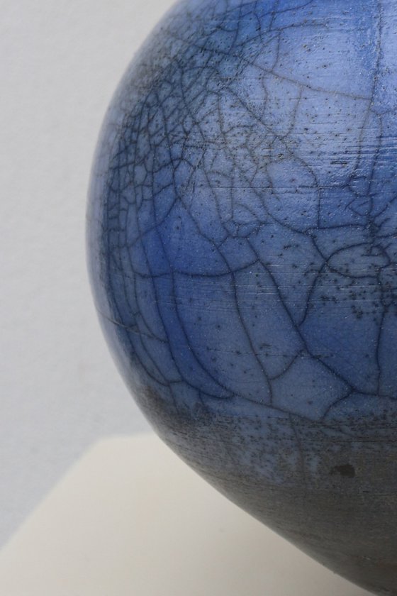 Blue Raku Moon Jar