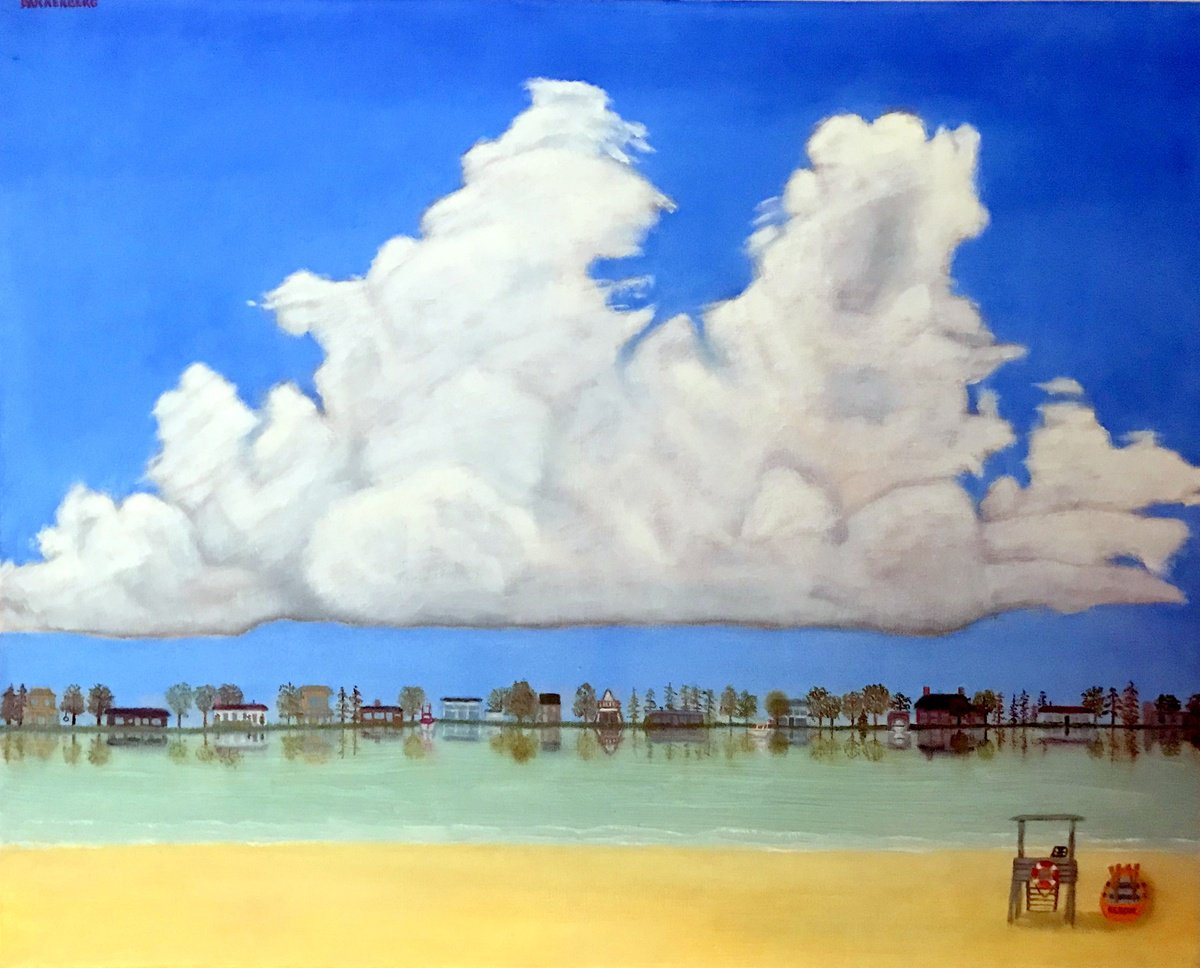 Impressionistic Landscape Oil Painting By Leslie Dannenberg, 30 X 24", Lakefront, Original Artwork