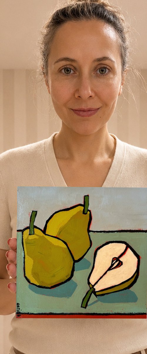 Pears - Original Small Painting, Still Life by Daria Baklykova