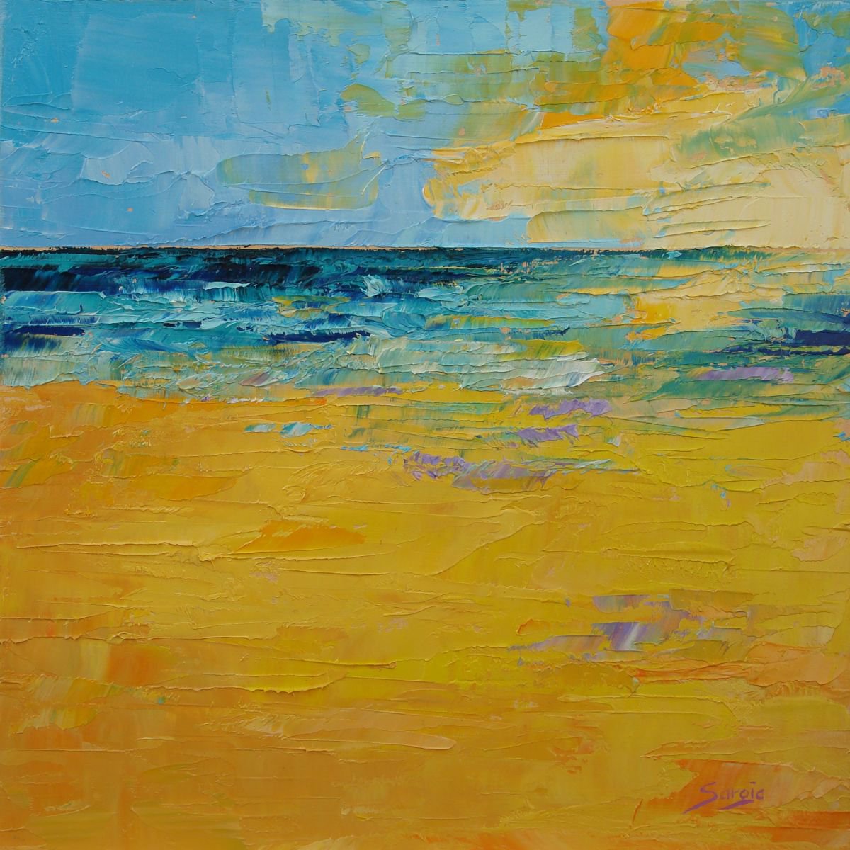 Orange Beach 2 (Ref#:1226-19Q) By Saroja Van Der Stegen, 9 X 9, Artwork For Sale On Artfinder