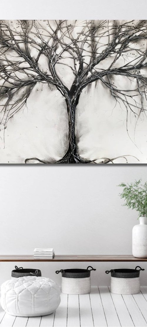 Grey Silver Metallics Tree by Carol Wood
