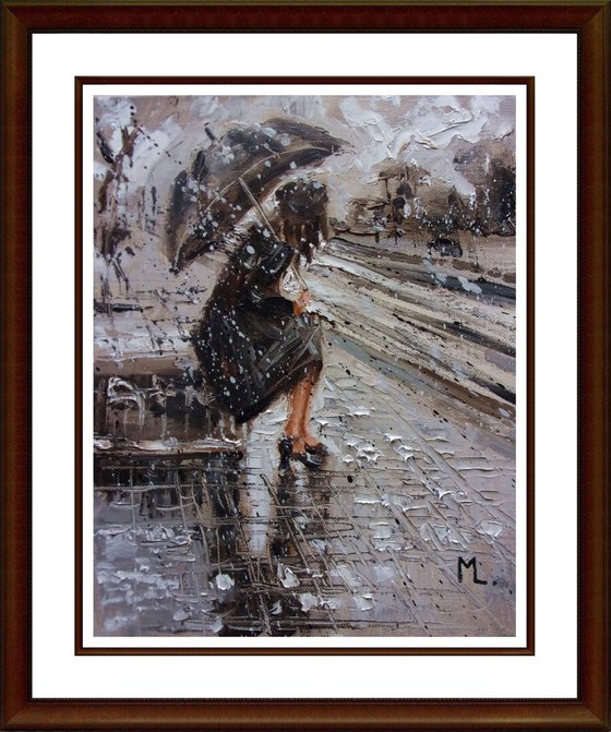" WHERE ARE YOU GOING " original painting CITY palette knife GIFT
