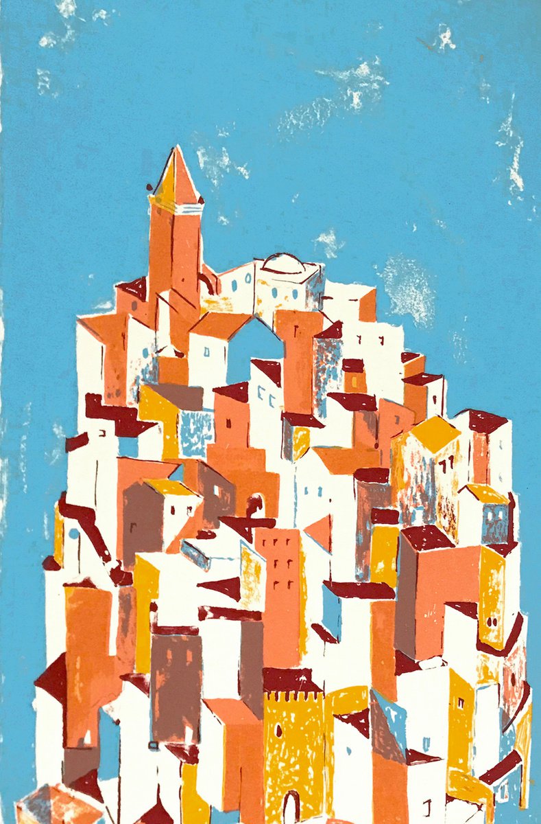 Cityscapes Screenprint By Graham Cooke, 10 X 13, Pueblo, Original Artwork