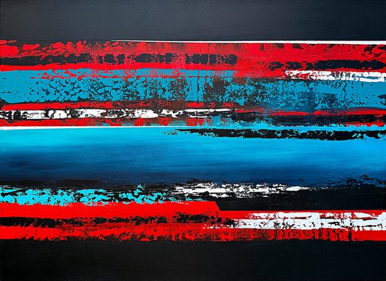 Red Sky Blue accent on black