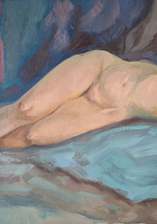 Nude "Laying model" by Olena Kolotova