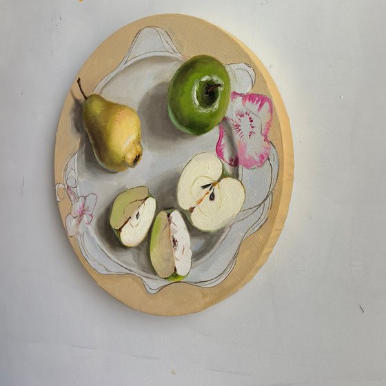 Pear and apple fruit still life