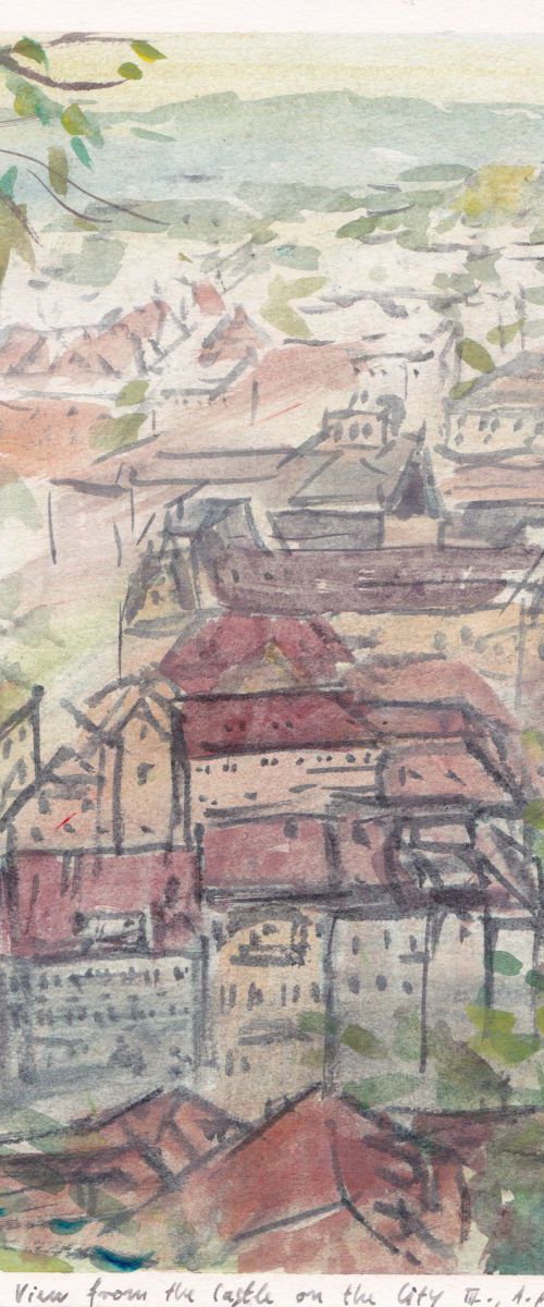 A View from the Castle on the City III, May 2016, acrylic on paper, 29,5 x 20,1 cm by Alenka Koderman