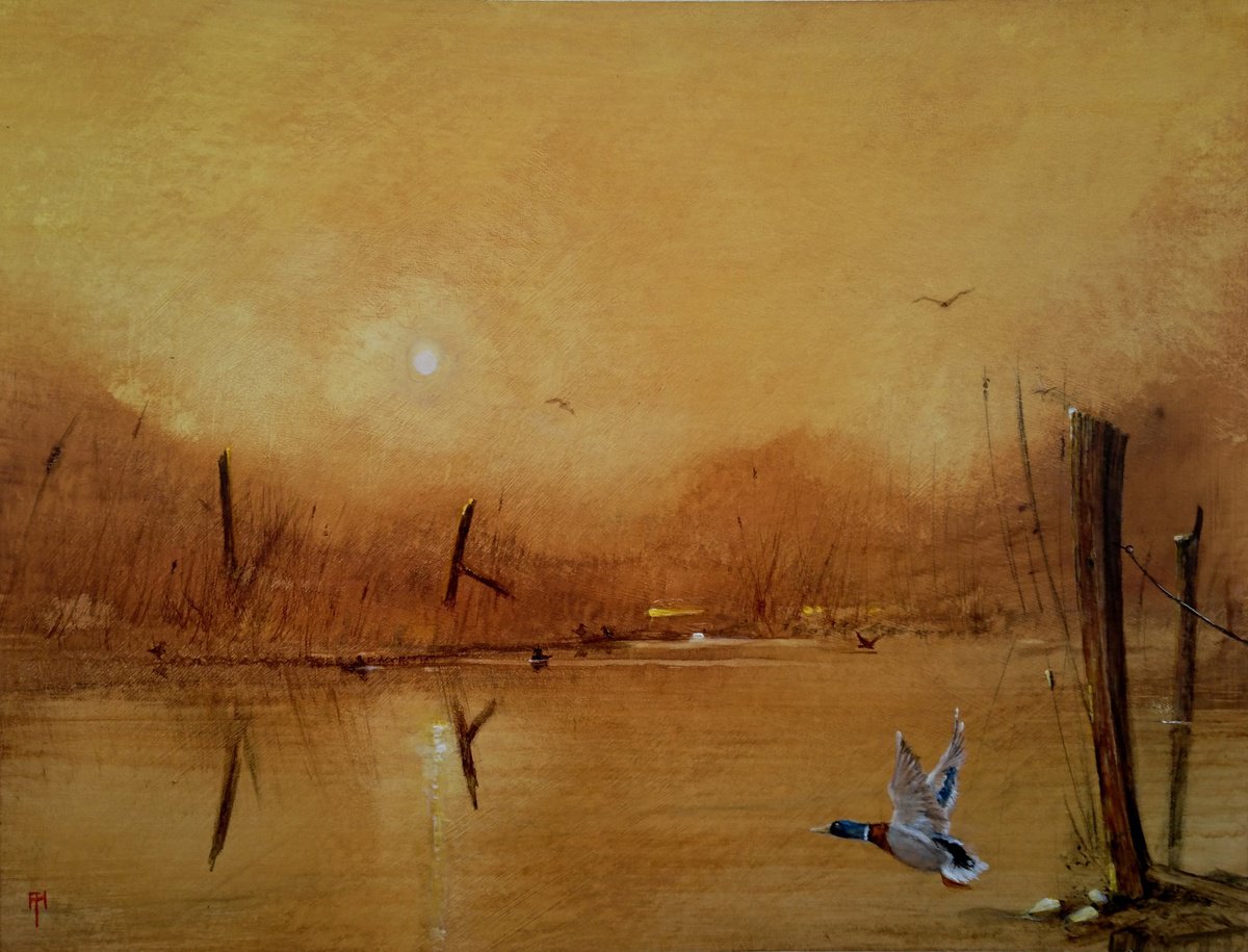 Impressionistic Landscape Watercolour By Alan Harris, 16 X 12, On The Hunt, Original Artwork