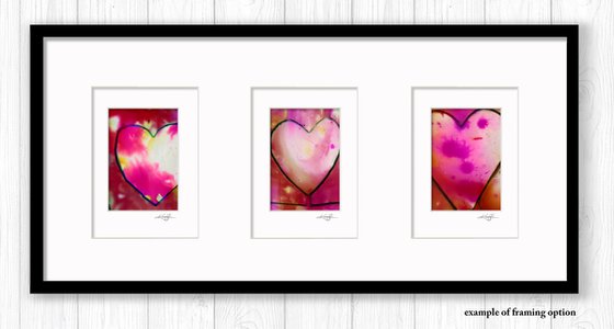Heart Collection 29 - 3 Small Matted paintings by Kathy Morton Stanion
