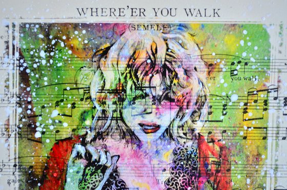 Where'er You Walk - Collage Art on Vintage Music Sheet Page