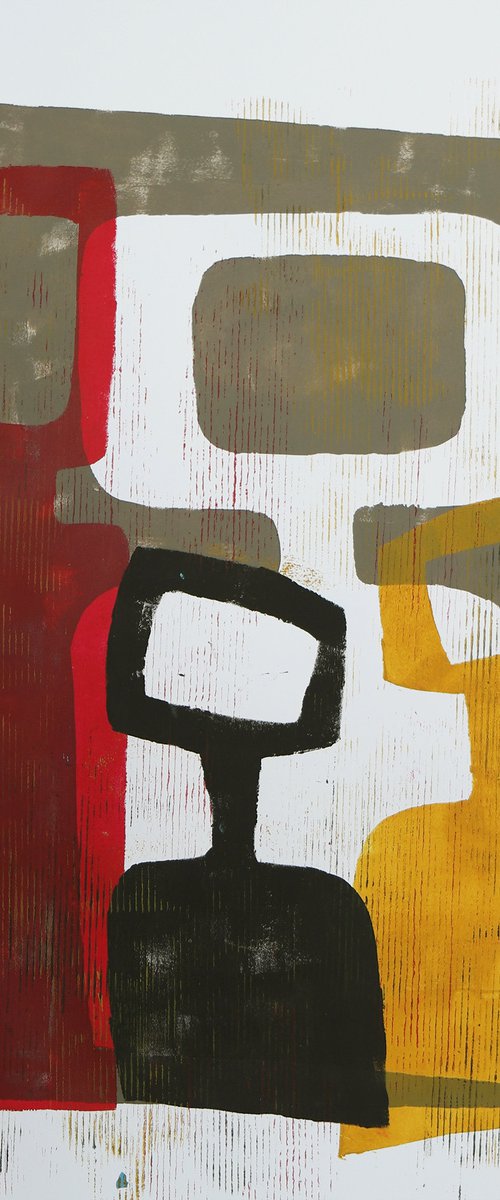 Family portrait - Art on paper - in Red (A1-59,4cmx84cm) - 38J by Ronald Hunter