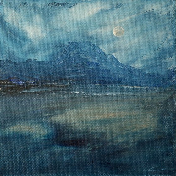 Slioch Moonlight, Scottish mountain landscape