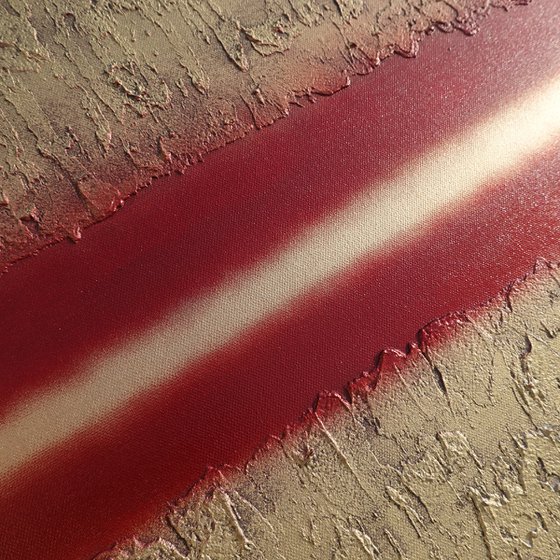 burgundy stripe & gold long painting A944 50x200x2 cm decor Vertical original abstract art Large paintings stretched canvas acrylic art industrial metallic textured wall art by artist Ksavera