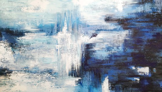 Blue abstraction, large painting, large wall decor, abstraction art , abstract painting