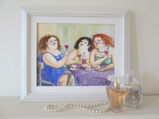 Women friends and Wine