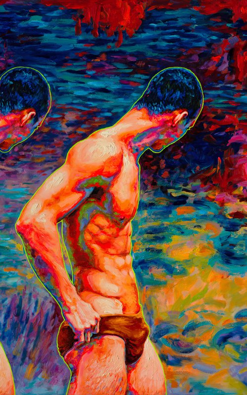 Mysterious Vision at the Evening Pond (left panel) by Oleksandr Balbyshev
