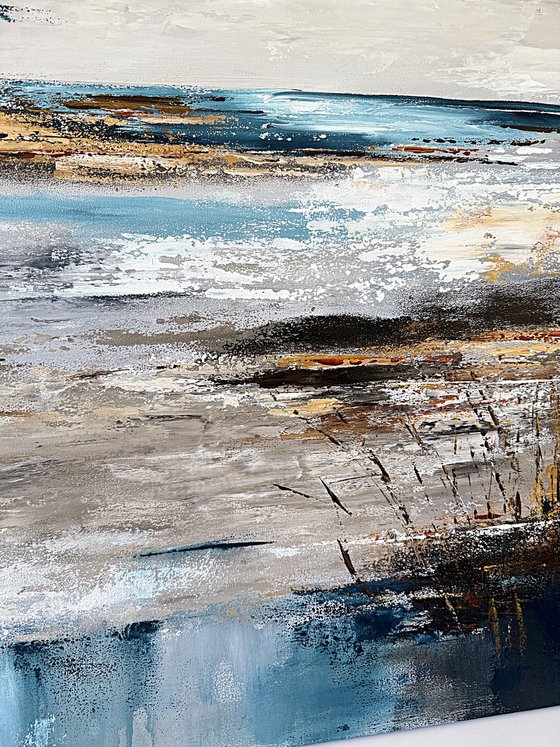 Large Seascape-Ochre Tidal Reflections