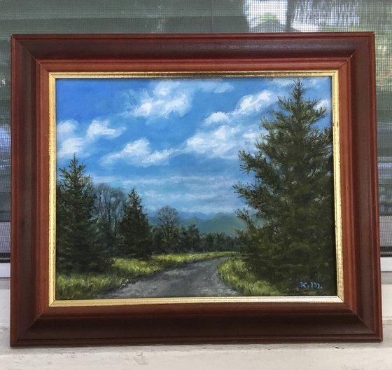 BACKROAD SUNSHINE - oil 8X10 (SOLD)