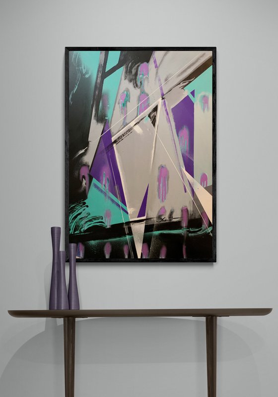 Abstract painting - "Purple abstract" - Abstraction - Geometric - 100x70cm