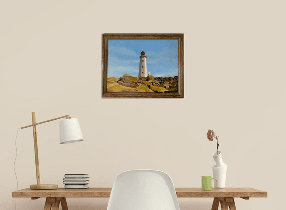 New  Scottia Light House Oil Painting fully framed 12x16