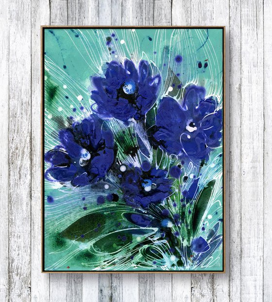 Blooms Of Blue  - Flower Painting  by Kathy Morton Stanion