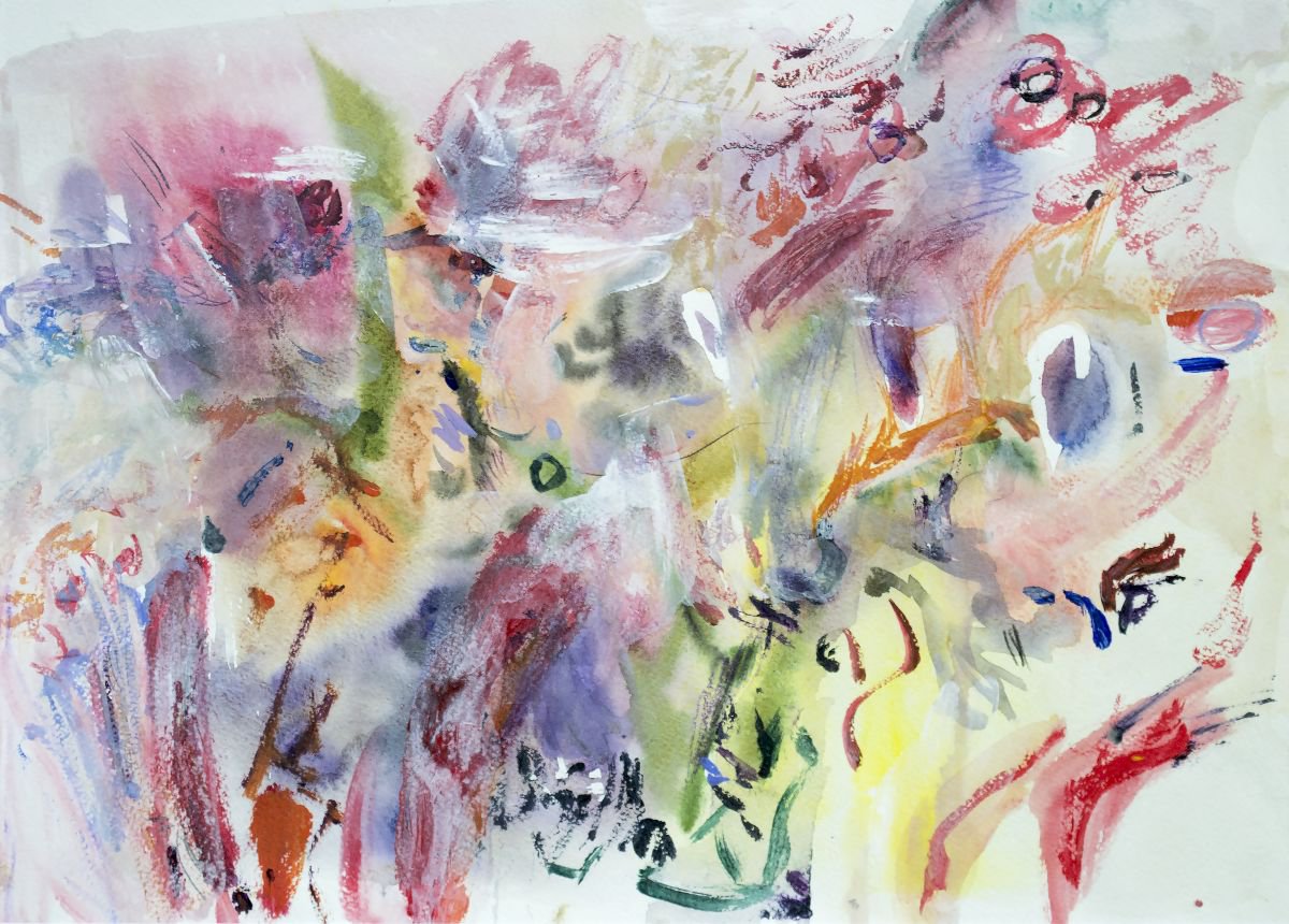 Expressive Abstract Watercolour By Florina Breazu, 22 X 17, Morning Iii, Original Artwork