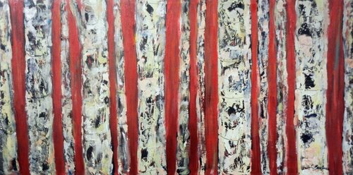 Red Birch Trees Abstract - 48x24 by BenWill
