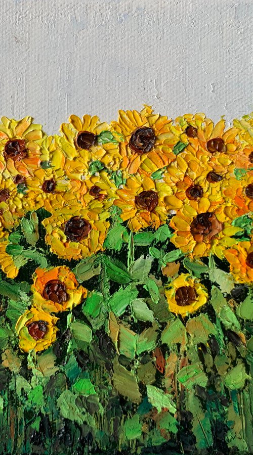 Sunflowers ! Oil painting on ready to hang canvas by Amita Dand