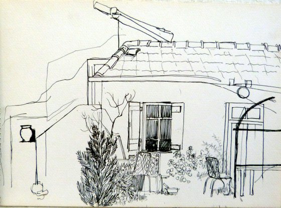 The Country Cottage 4, vintage drawing, 21x29cm
