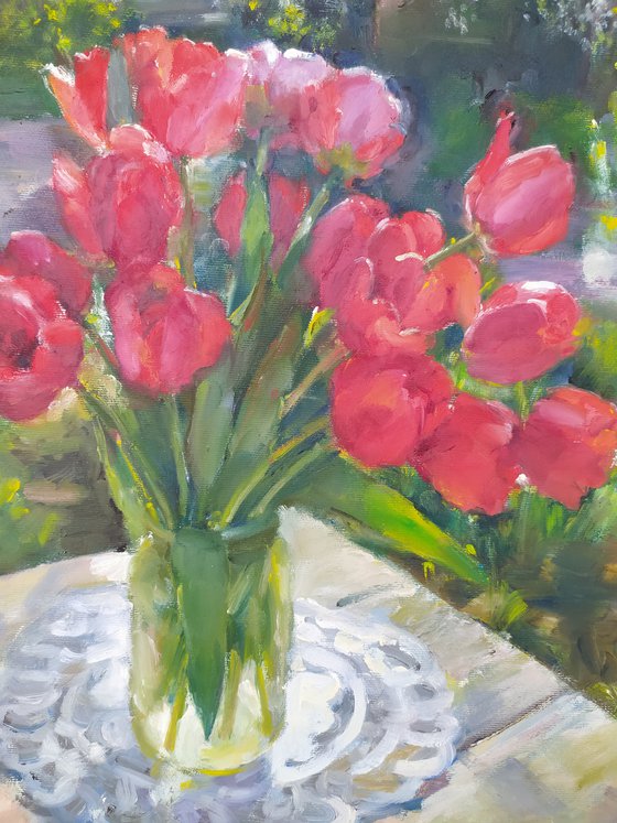 Tulips on a table