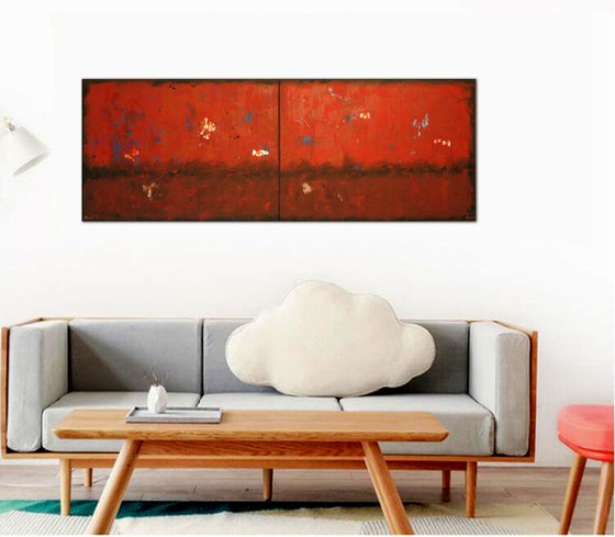 "Red Horizon". Large panoramic abstract.